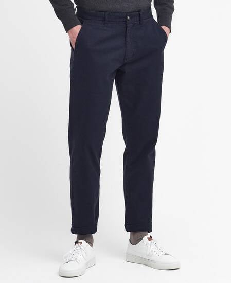 Washed Stretch Tailored Trousers Dark Navy