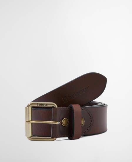 Contrast Leather Belt Olive Brown/ Brown