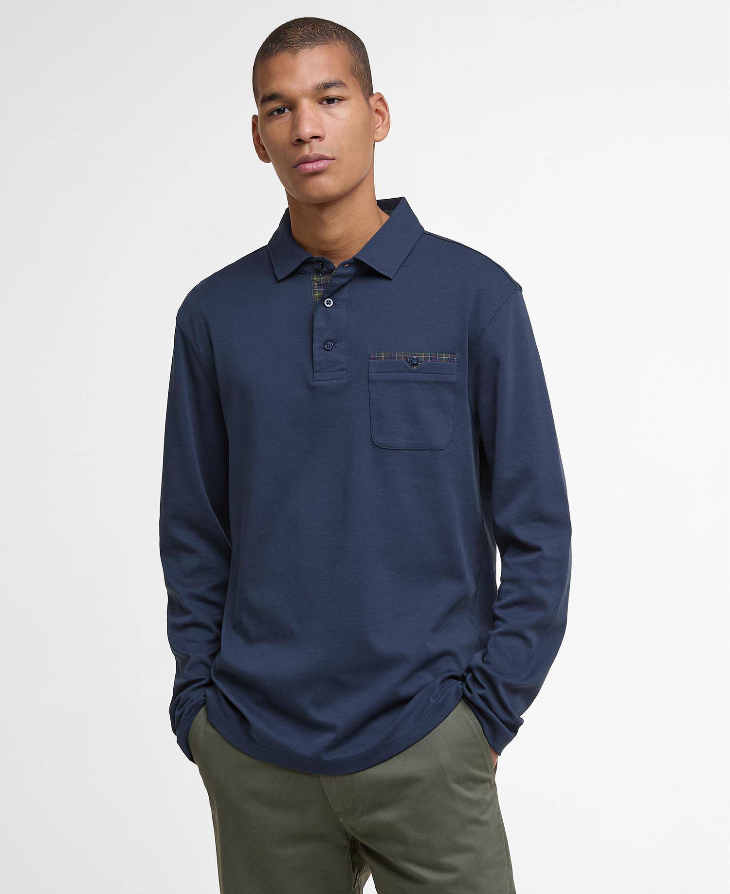 Corpatch Tailored Long-Sleeved Polo Shirt Navy image number 0