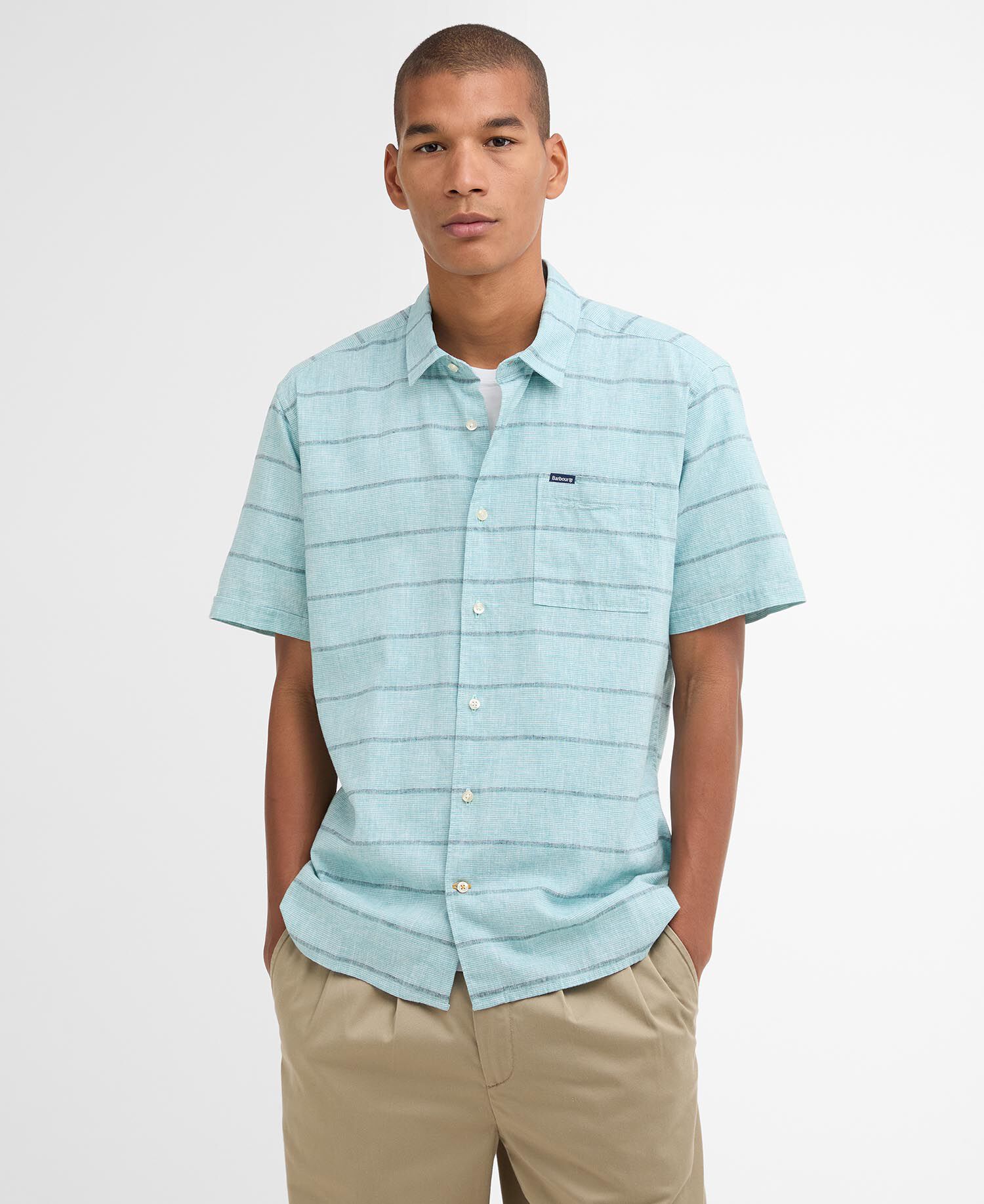 Faverdale Striped Short-Sleeved Shirt Light Teal