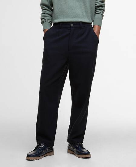 Pantaloni in misto lana dalla vestibilità comoda Navy Pantaloni in misto lana dalla vestibilità comoda Navy