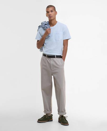 Pigment-Dyed Pocket T-Shirt Bleached Blue