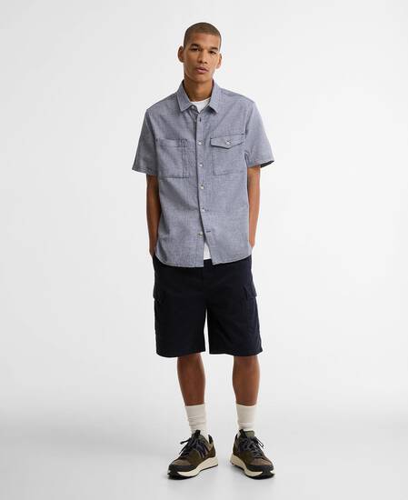 Southscale Linen-Blend Relaxed Shirt Navy