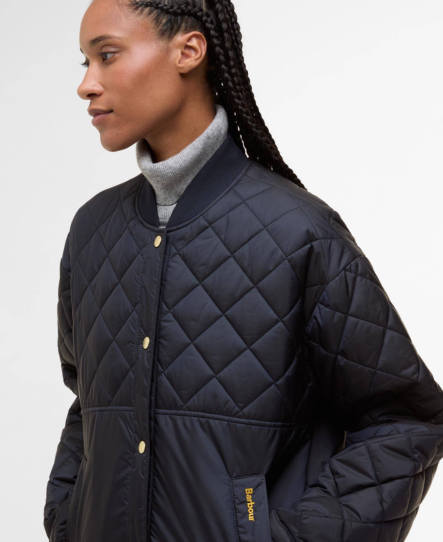 Wetherby Quilted Jacket Dark Navy/Dress Tartan image number 3