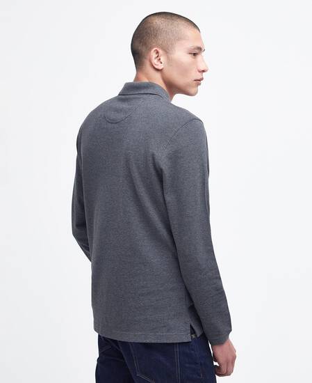 Essential Long-Sleeved Polo Shirt Slate Marl Essential Long-Sleeved Polo Shirt Slate Marl