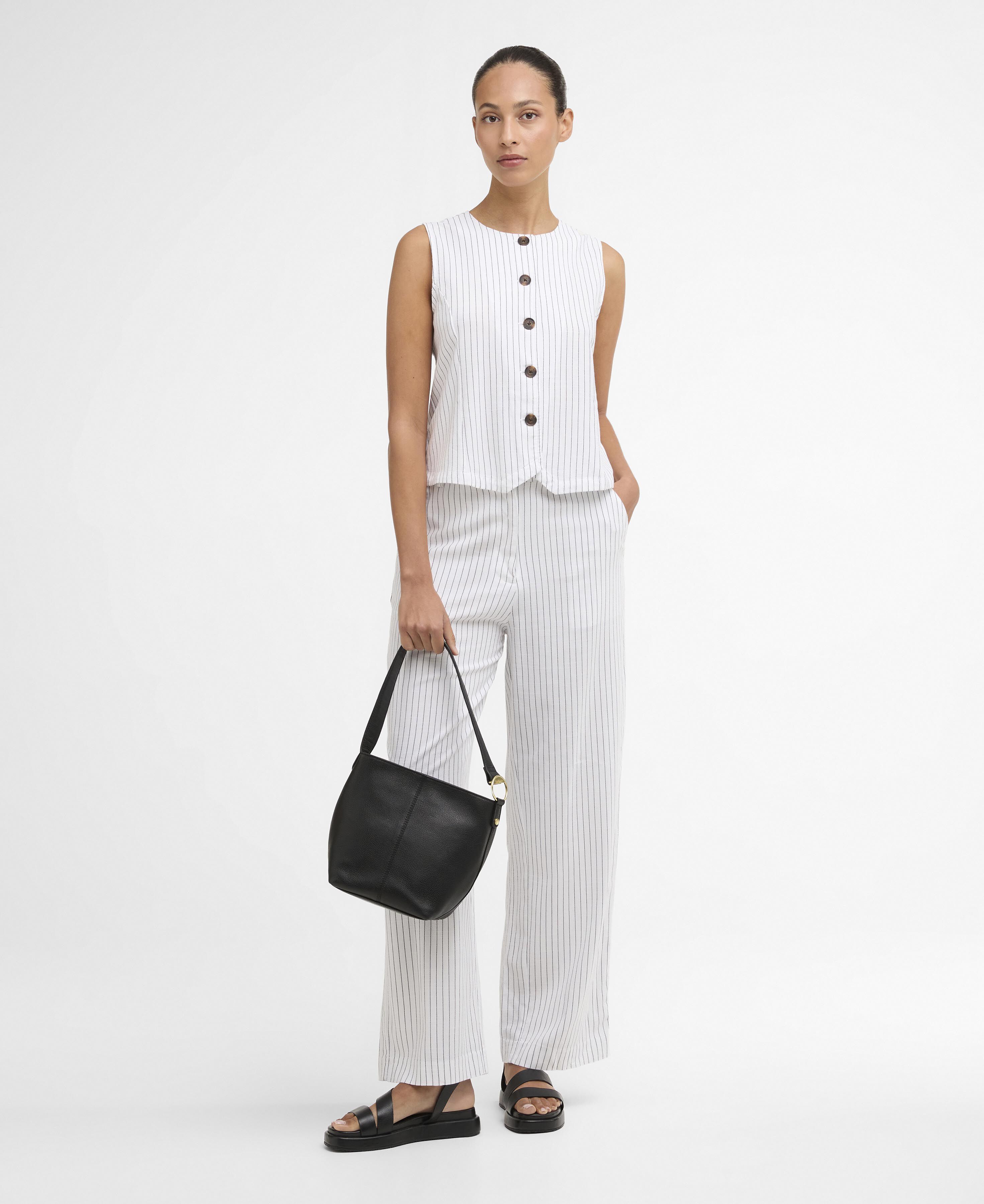 Top Sloane Striped White/Dark Navy Stripe