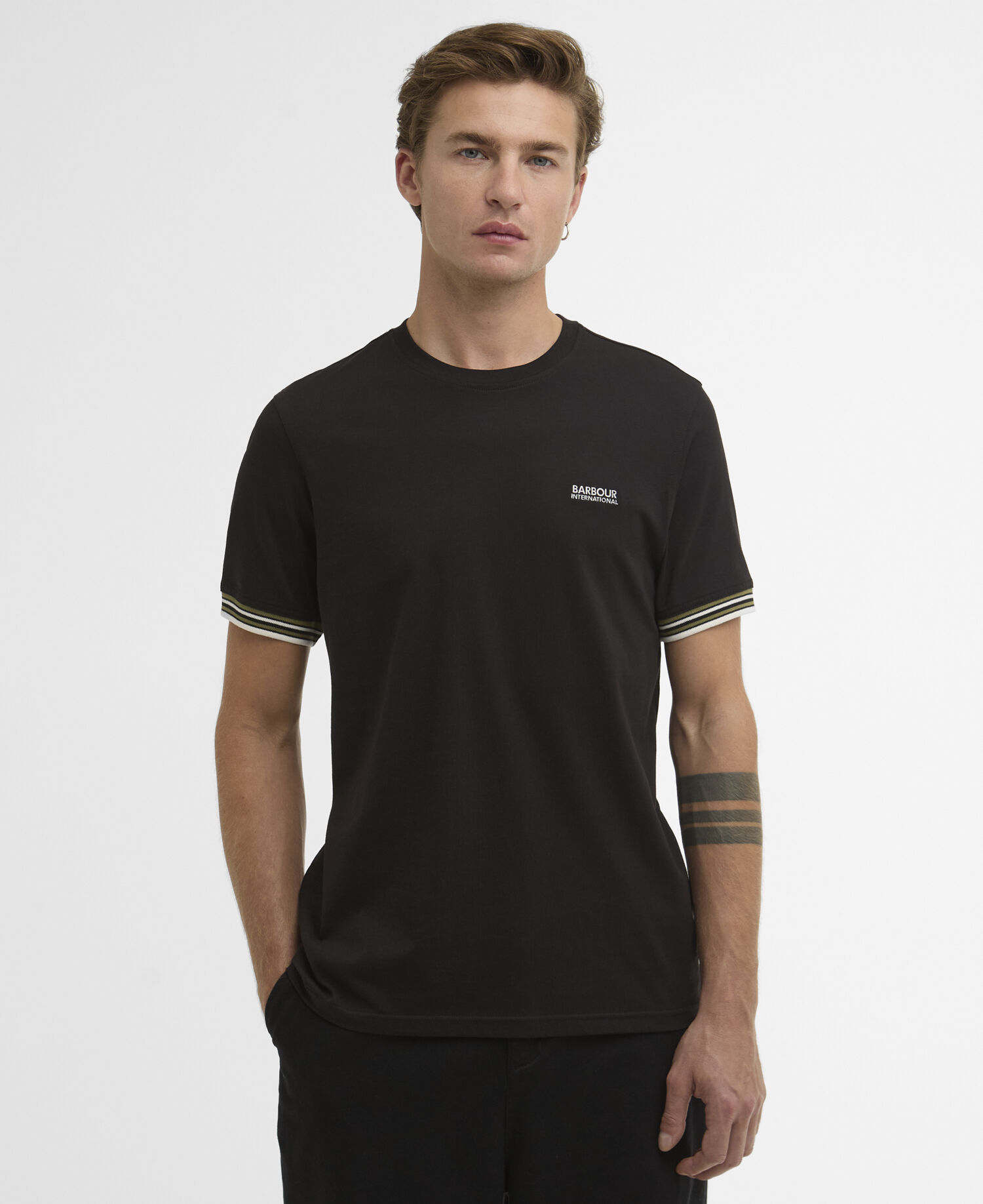 T-Shirt Burnwood Tipped Cuff Black