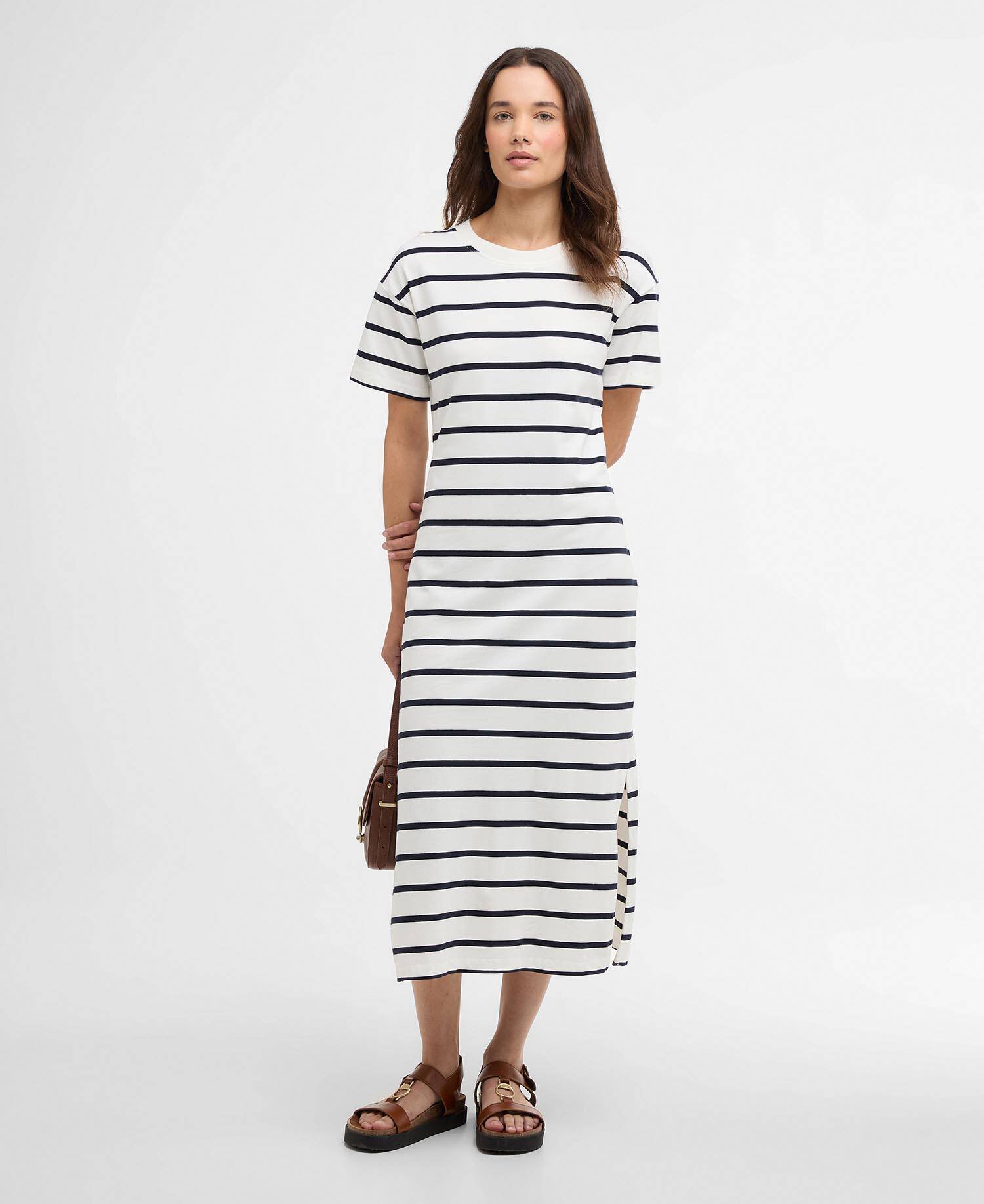 Selena Striped Midi Dress Cloud/Navy Stripe image number 1