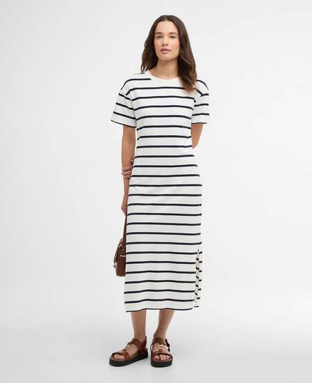 Selena Striped Midi Dress Cloud/Navy Stripe