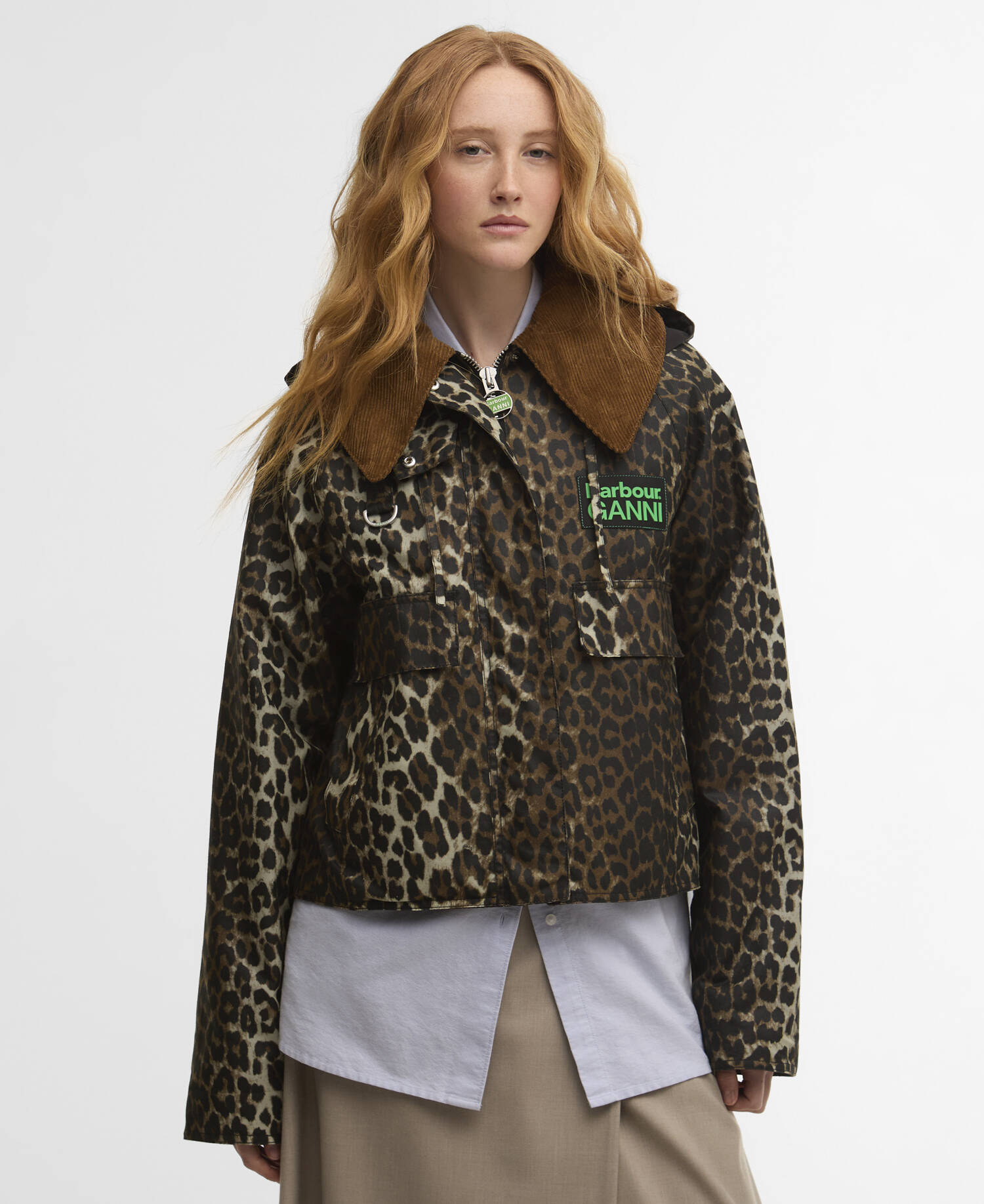 Barbour x GANNI Leopard Print Waxed Anorak Leopard Print/Classic image number 0