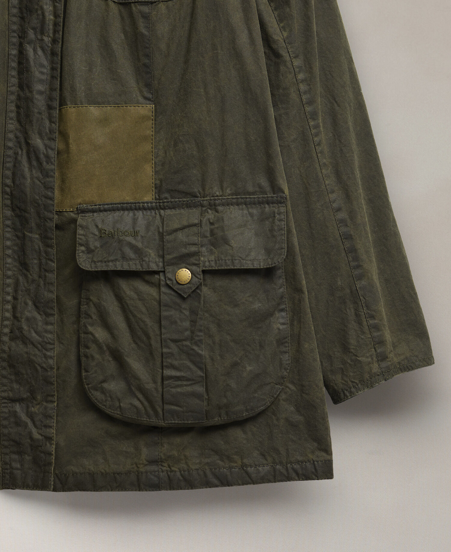 Barbour Re-Loved Defence Waxed Jacket - Size 18 Olive