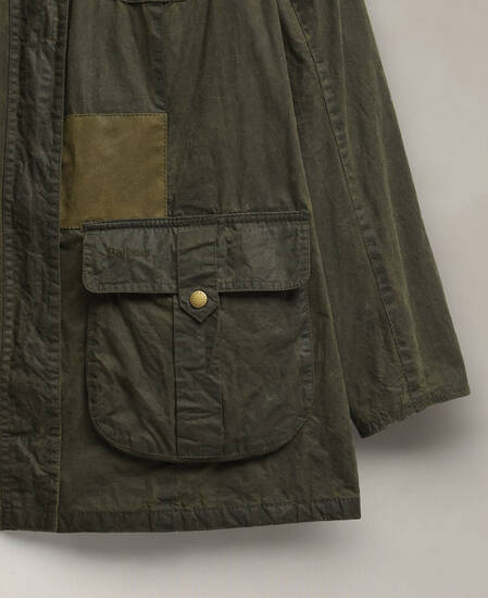 Barbour Re-Loved Defence Waxed Jacket - Size 18 Olive