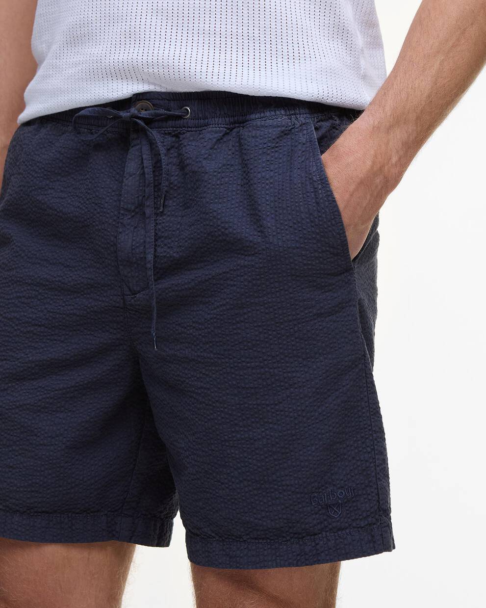 Shorts in seersucker con vestibilit&agrave; comoda