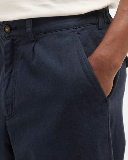 Cotton Linen Relaxed Trouser Navy