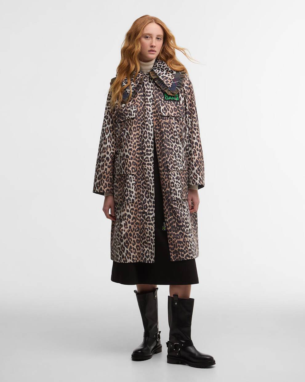Parka impermeabile con stampa leopardata Barbour x GANNI