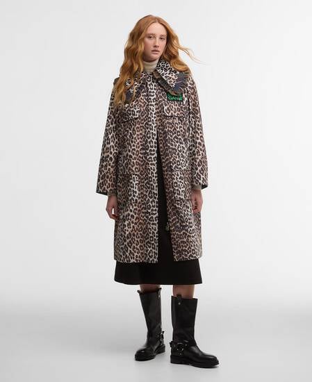 Parka impermeabile con stampa leopardata Barbour x GANNI Ganni Leopard Print
