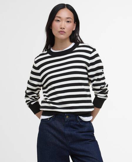 Lois Striped Crew Neck Jumper Cloud/Black Stripe