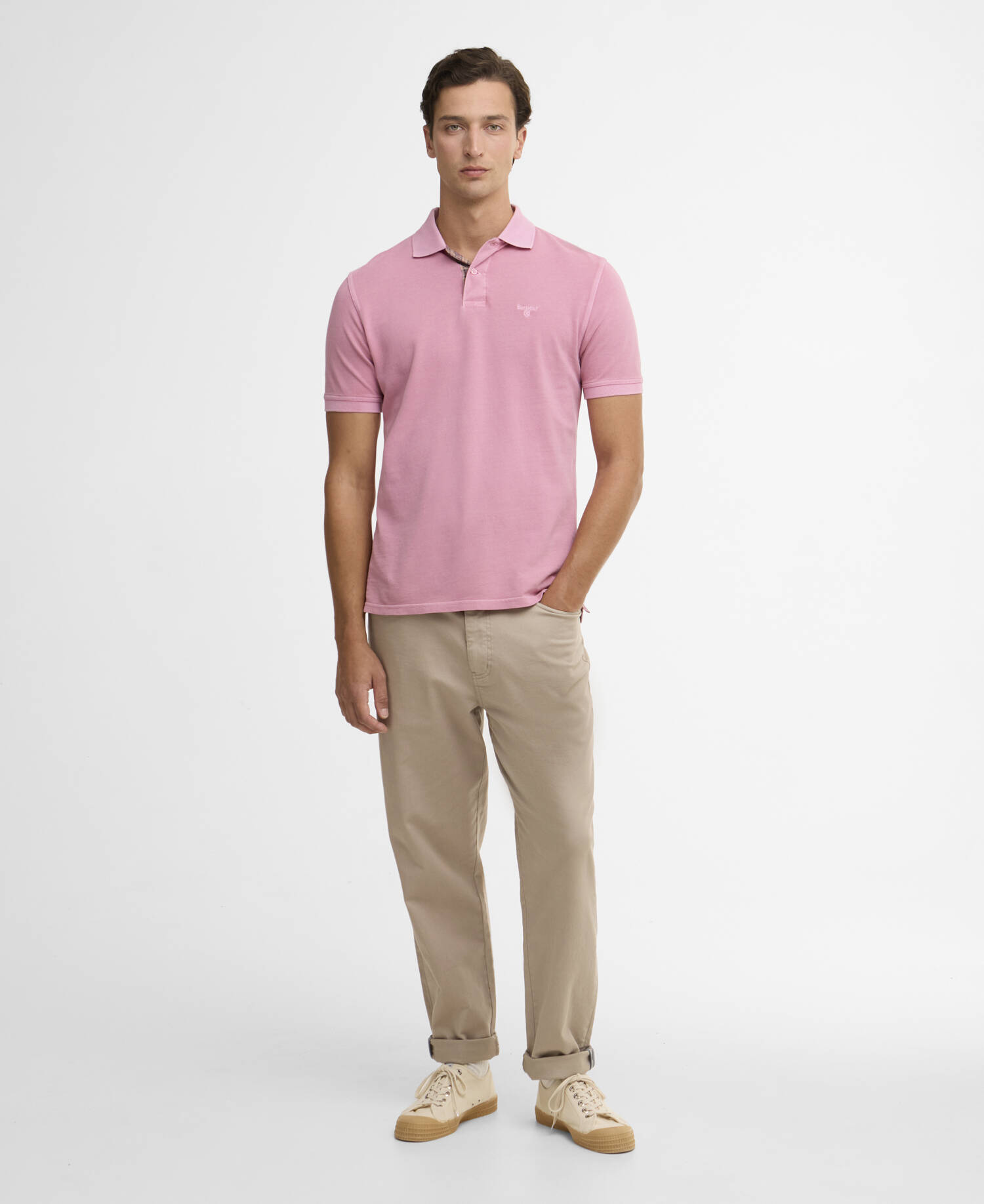 Poloshirt Washed Tartan Tailored Pique Washed Pink image number 1