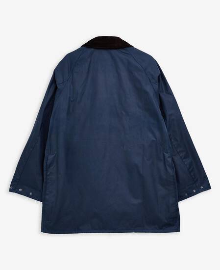 Oversized Beaufort Waxed Jacket Washed Cobalt