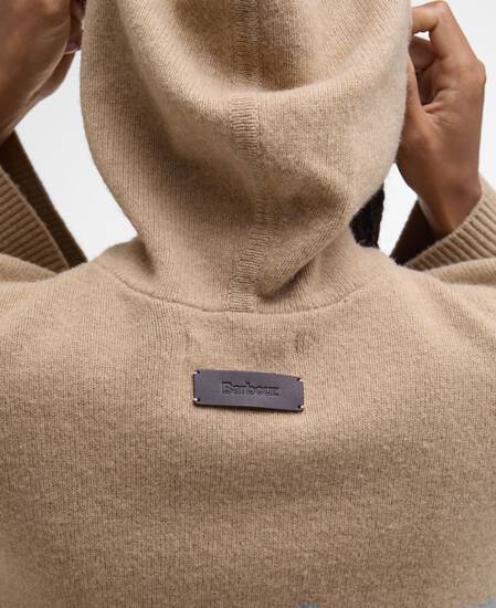 Evette Oversized Knitted Hoodie Military Brown