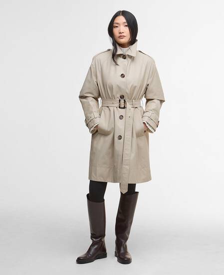 Maia Showerproof Trench Coat Mist/Hessian Tartan