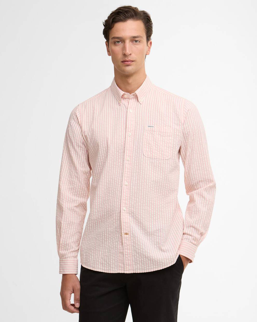 Camicia Cresswell a maniche lunghe in seersucker leggermente aderente