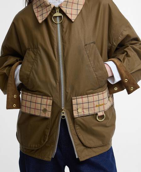 Launton Waxed Jacket Sand/Beige Tattersall
