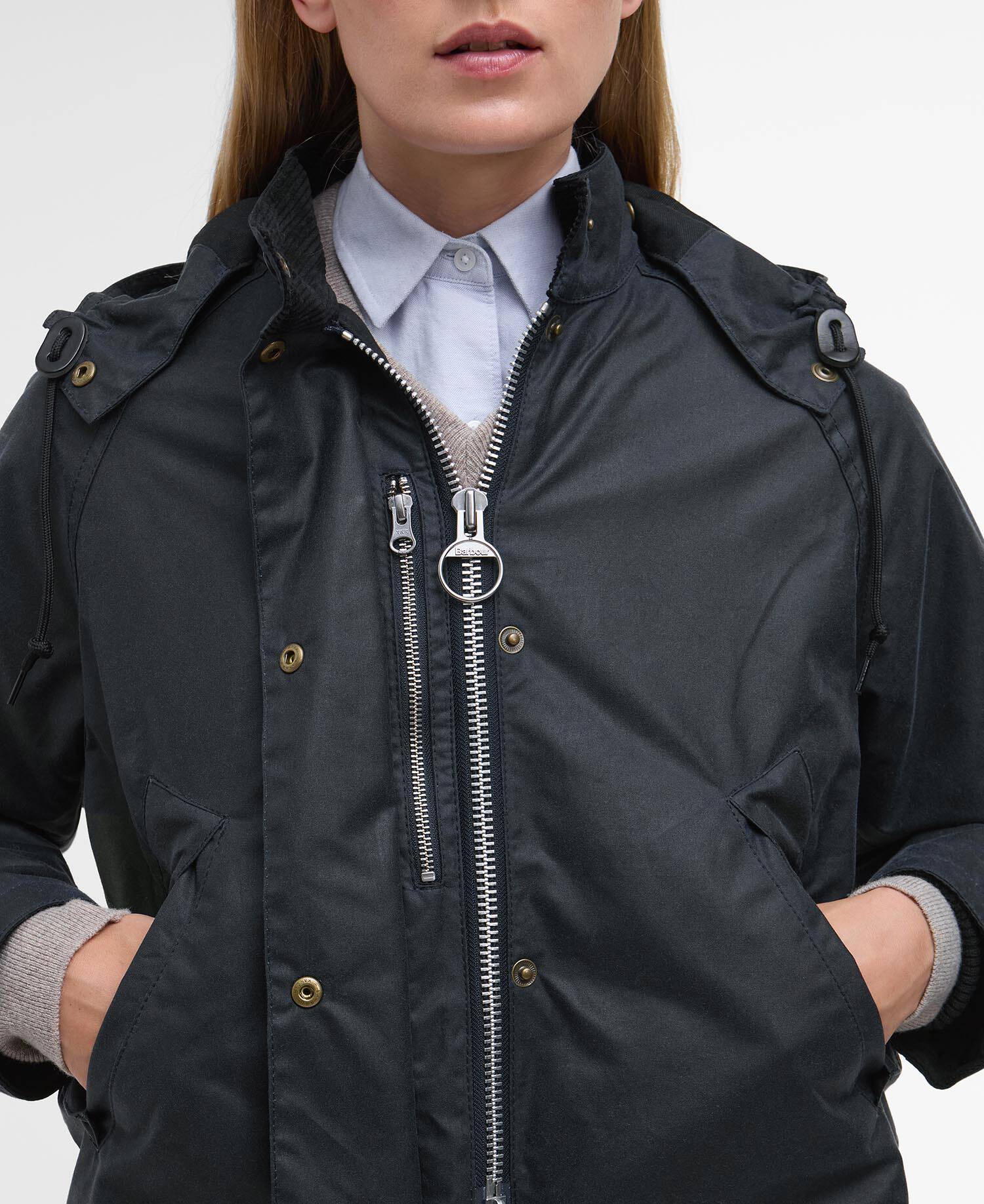 Barbour for Margaret Howell Women's Transport Waxed Jacket Dark Navy image number 4