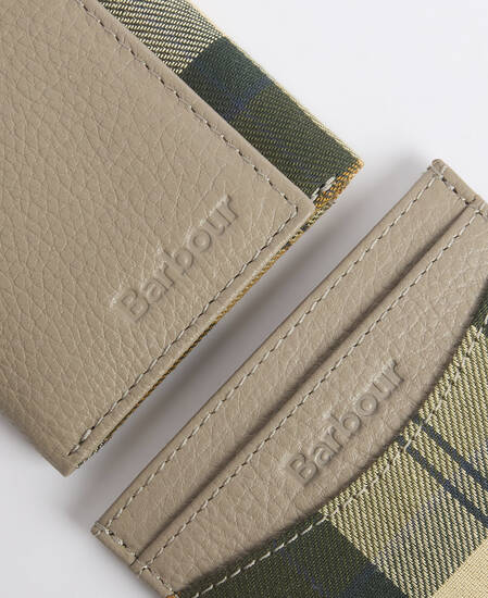 Cresswell Leather Trifold and Card Holder Gift Set Concrete/ Ancient