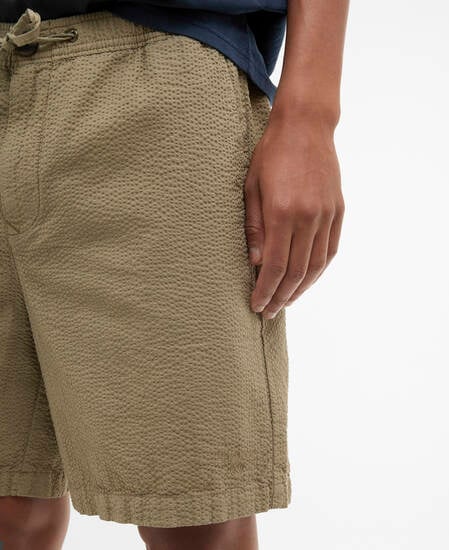 Seersucker Relaxed Shorts Grey Olive