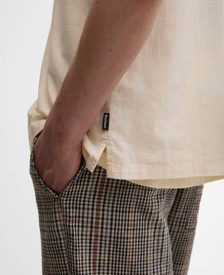 Camicia a maniche corte Parkvale Slub con vestibilit&agrave; rilassata Neutral