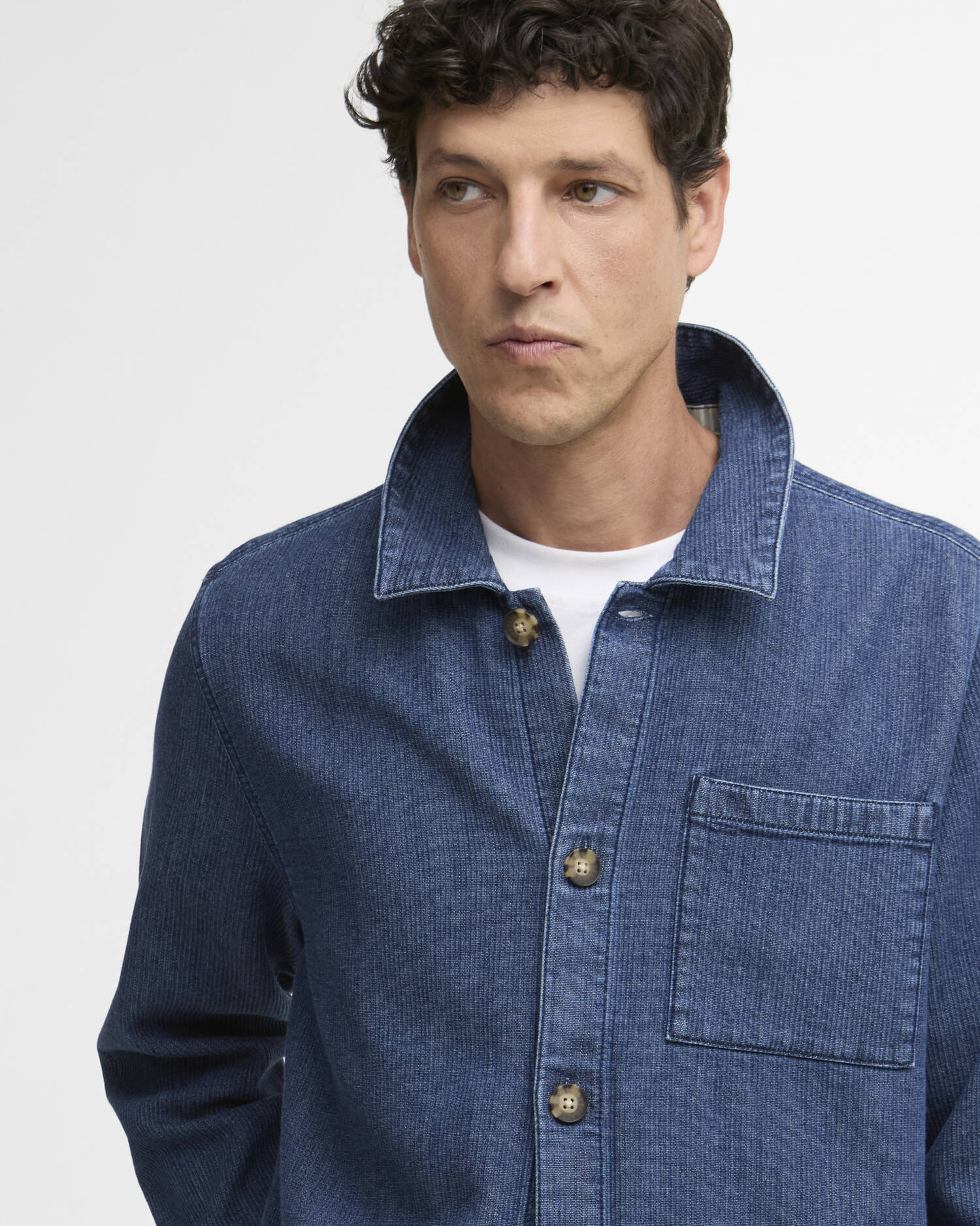 Aickmen Textured Denim Overshirt Indigo image number 3