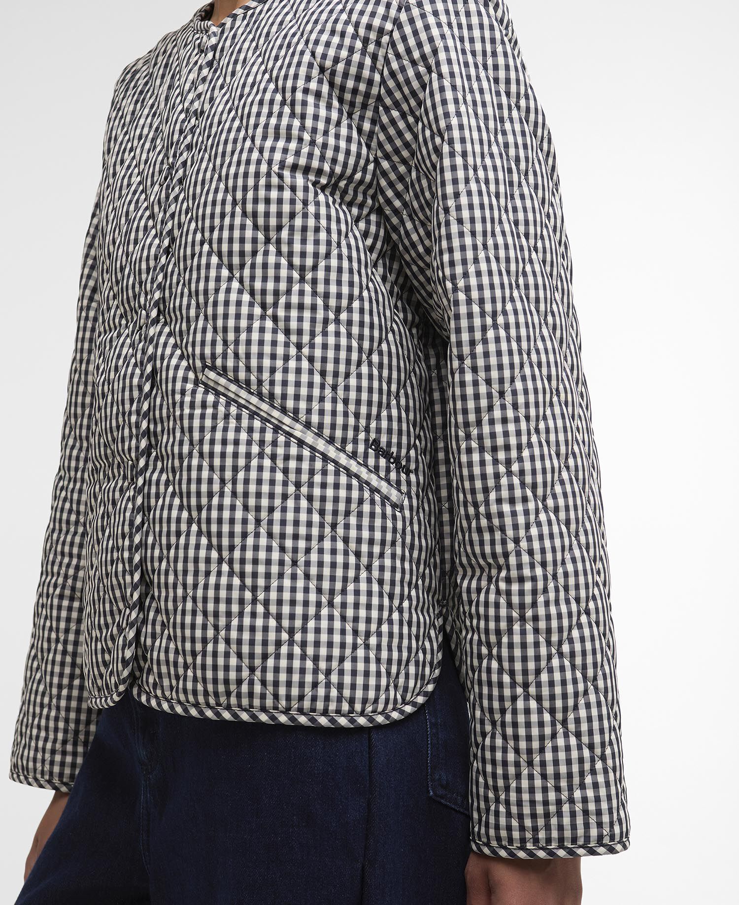 Steppjacke Cashel Gingham Collarless Navy Gingham/Dark Navy