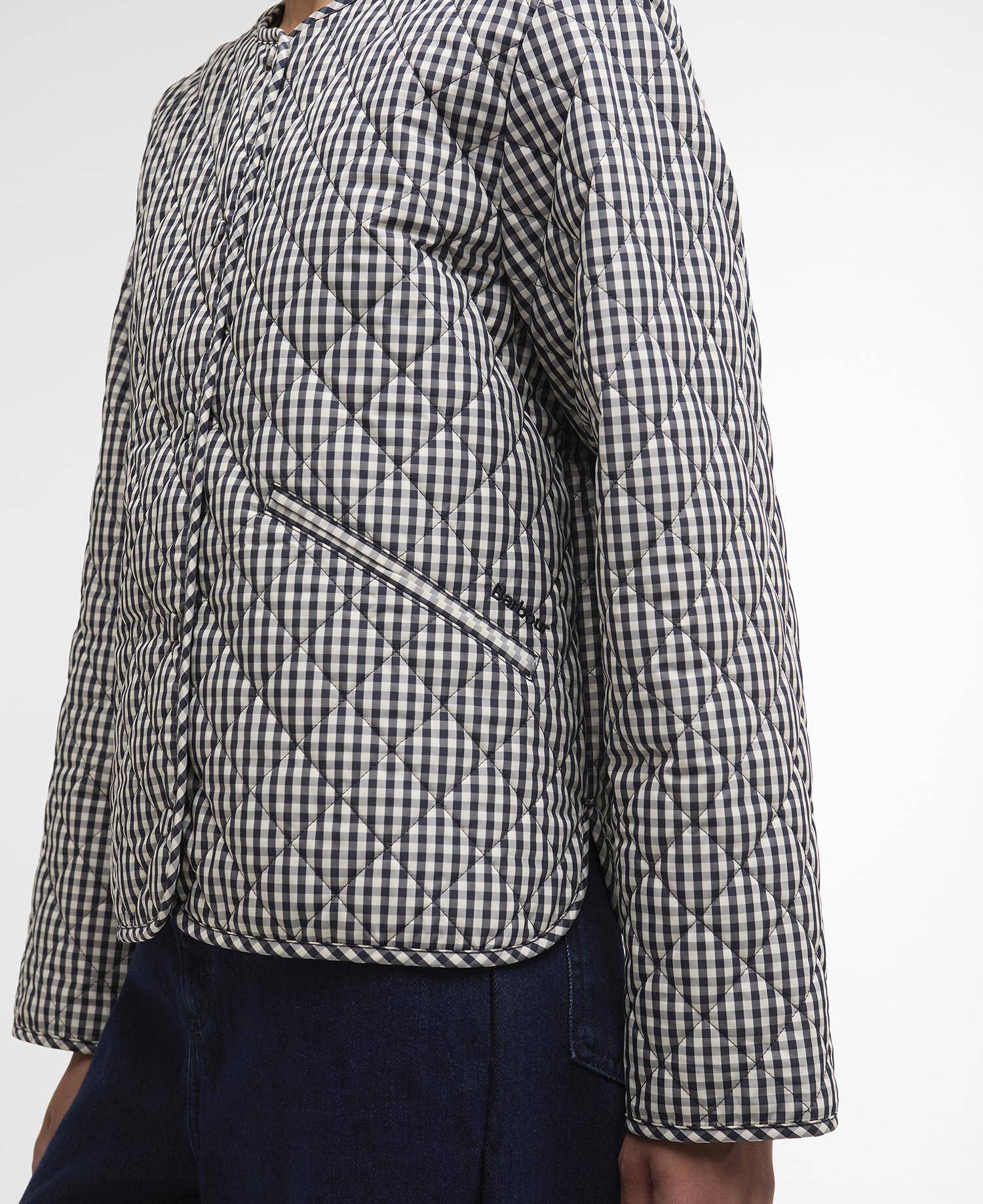 Cashel Gingham Collarless Quilted Jacket image number 4