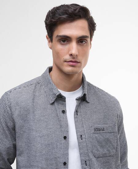 Watson Houndstooth Long-Sleeved Shirt Black