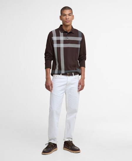 Blaine Tartan Long-Sleeved Polo Shirt Dark Oak Blaine Tartan Long-Sleeved Polo Shirt Dark Oak