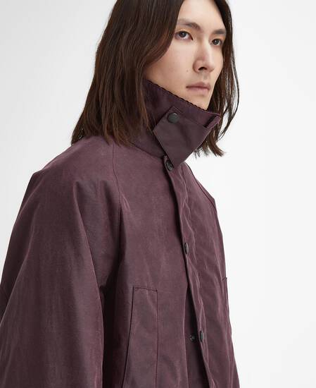 Oversized Bedale Waxed Jacket Bordeaux