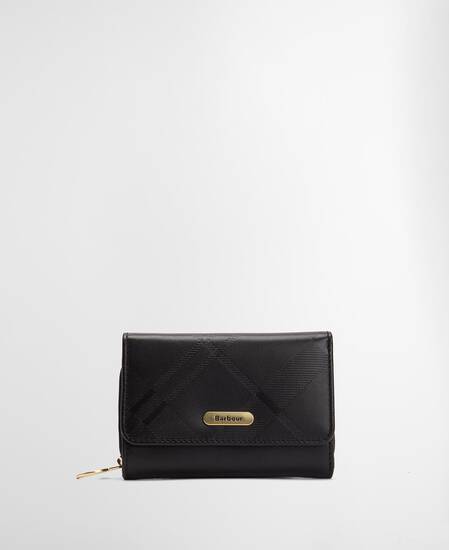 Rosa Deboss Leather French Purse Black/ Deboss Tartan