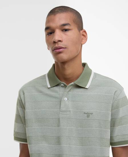 Branton Striped Polo Shirt Light Moss