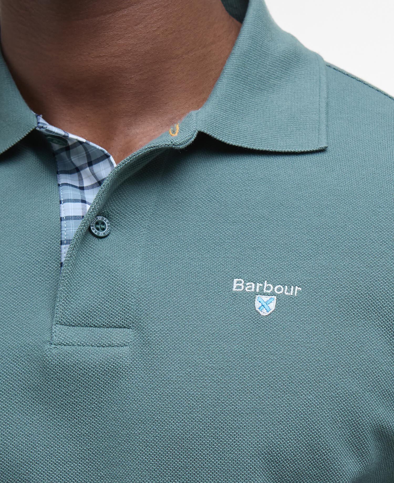 Tartan Pique Polo Shirt Vintage Teal