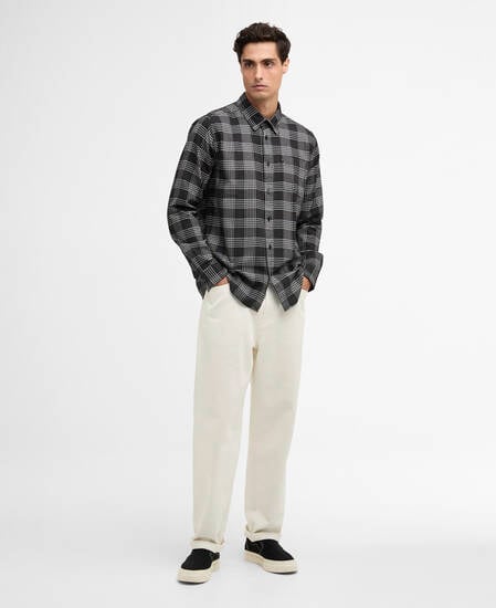 Heanes Waffle Check Long-Sleeved Shirt Black