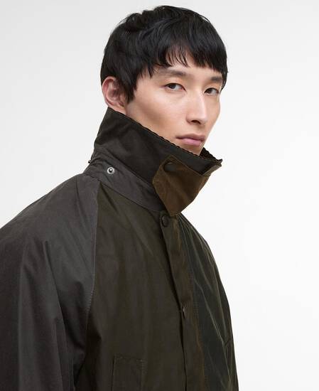 Patchwork Oversized Bedale Waxed Jacket Sage Multi