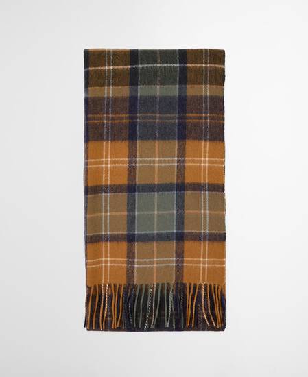 Brack Patchwork Tartan Wool Scarf Forest/Bronze Brown