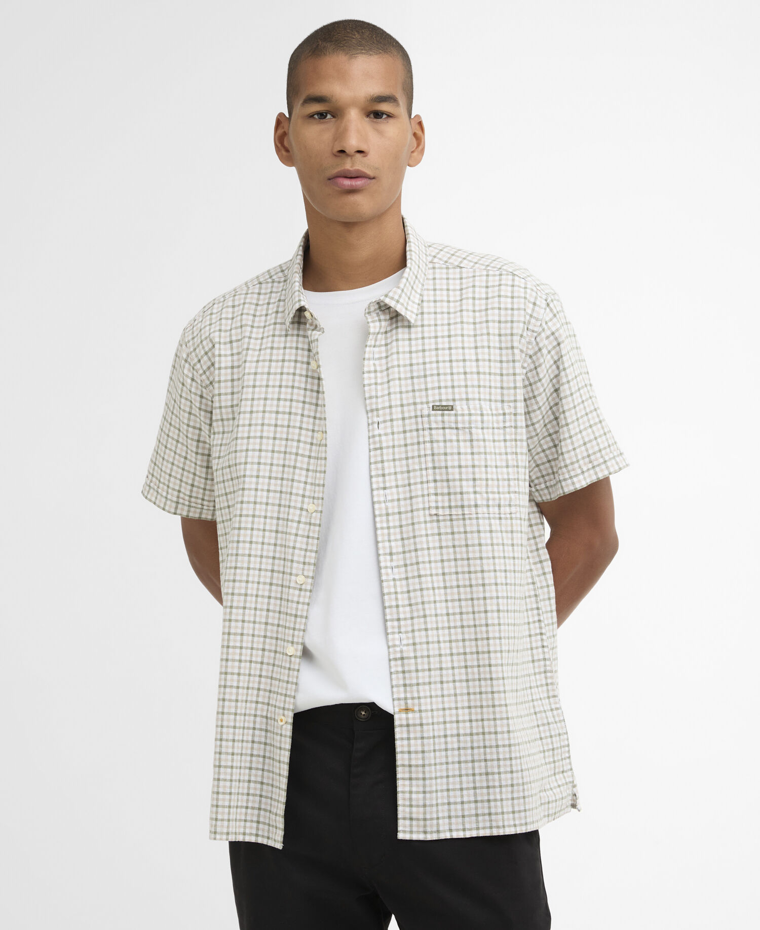 Nelson Gingham Short-Sleeved Shirt Stone