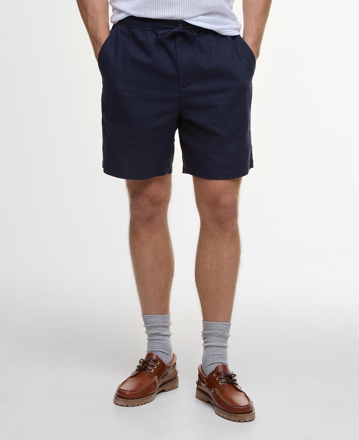 Cotton Linen Relaxed Shorts Classic Navy
