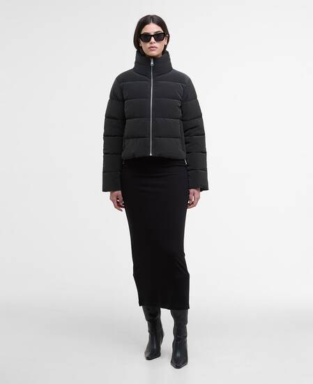 Hudson Faux-Velvet Puffer Jacket Black