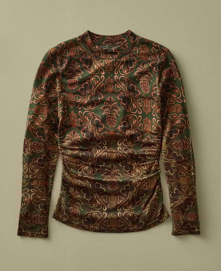 Barbour FARM Rio Luana Long-Sleeved Knitted Top Pineapple Print