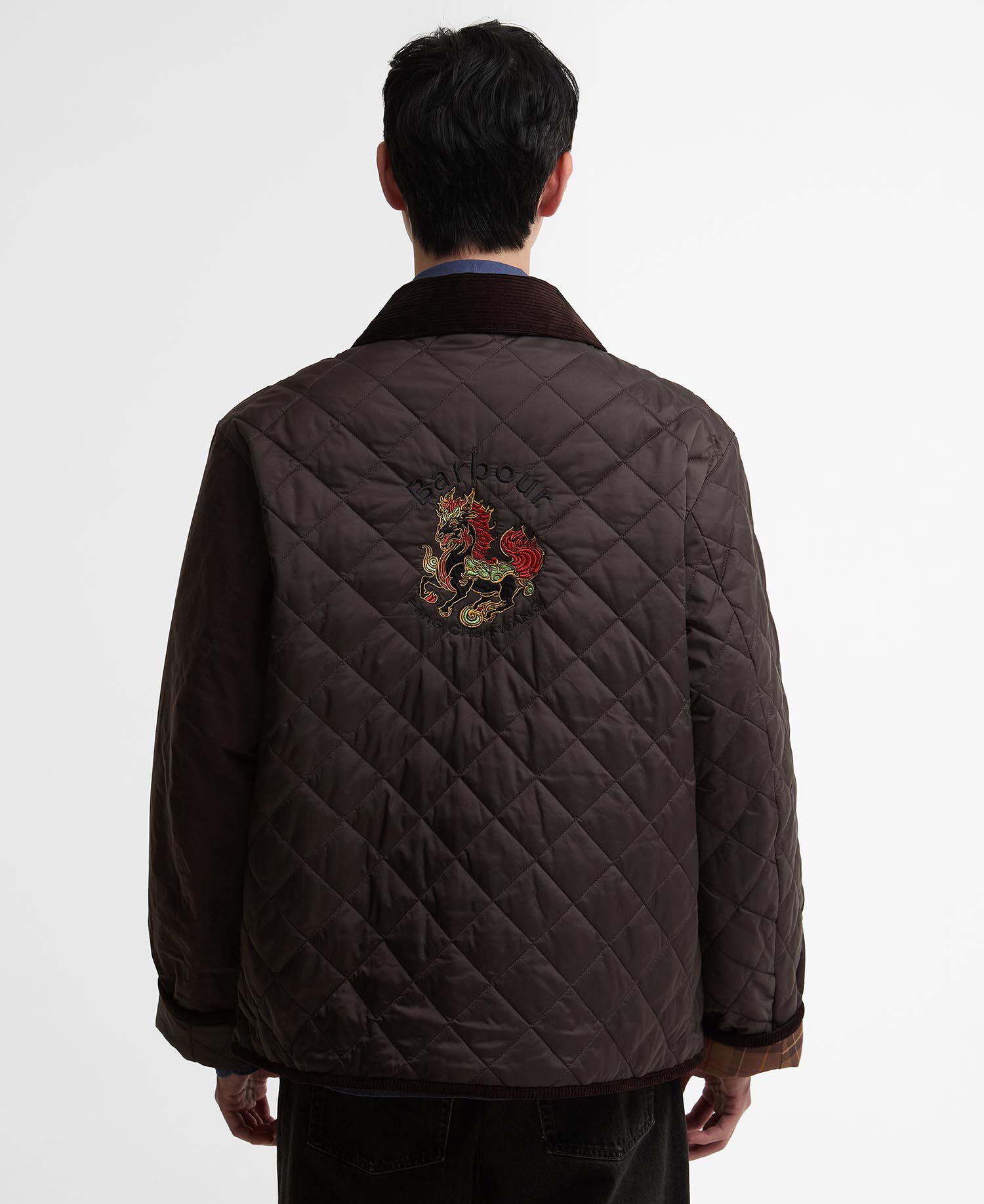 F0-089 Barbour フィールドジャケット 黒 UK14 襟コーズ バブアー Barbour ジャケット コート ワックスコーティング ネイビー
