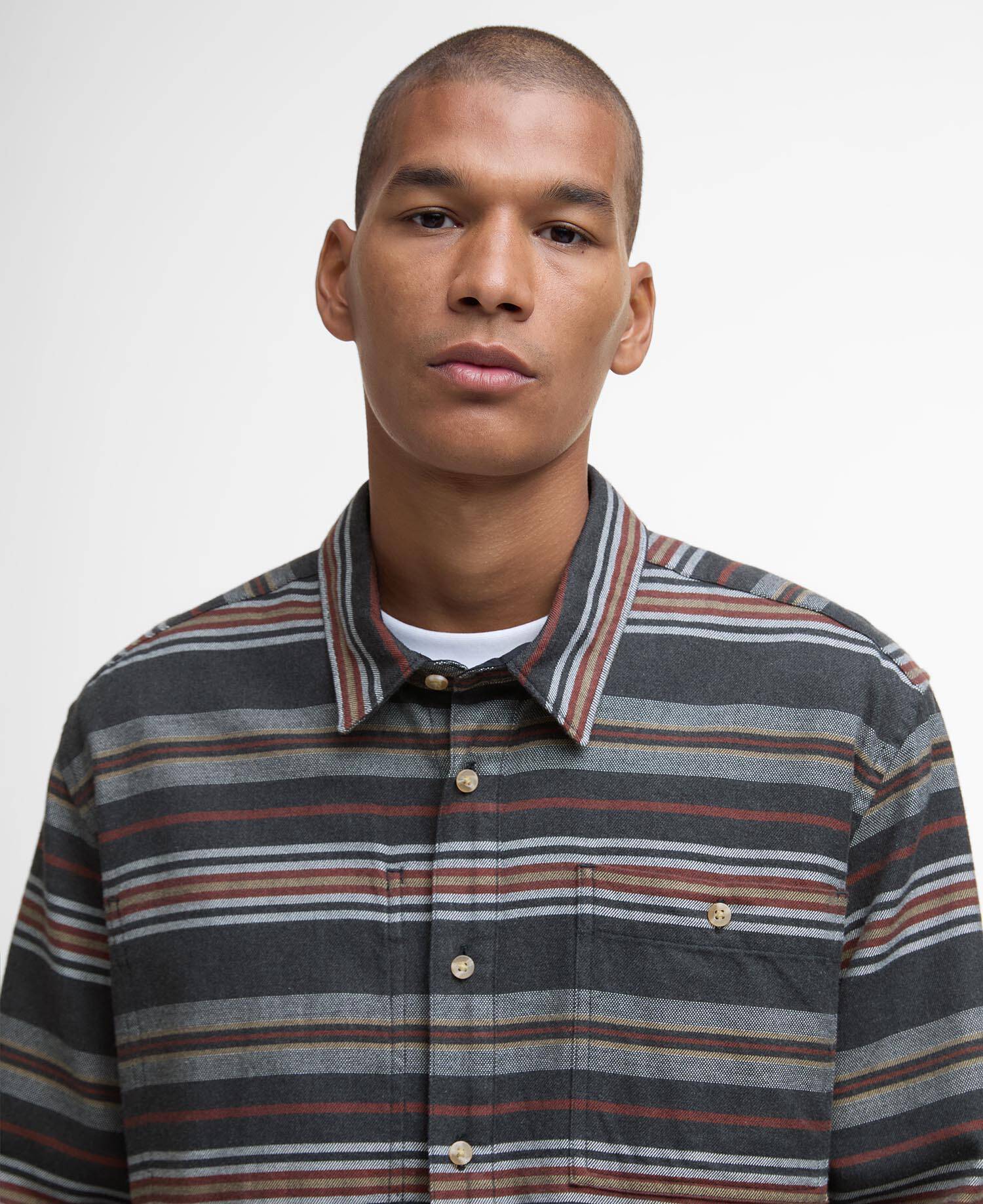 Bowscale Striped Relaxed Shirt Charcoal Marl image number 3