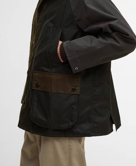 Patchwork Oversized Bedale Waxed Jacket Sage Multi
